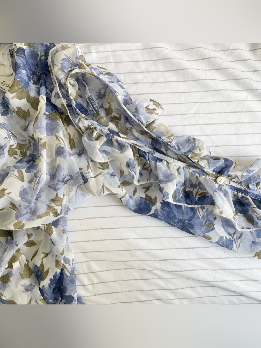 Womens Blue Floral Wrap Maxi Dress Ruffle Sleeves VNeck Boho Summer Wedding Chic - Picture 14 of 14